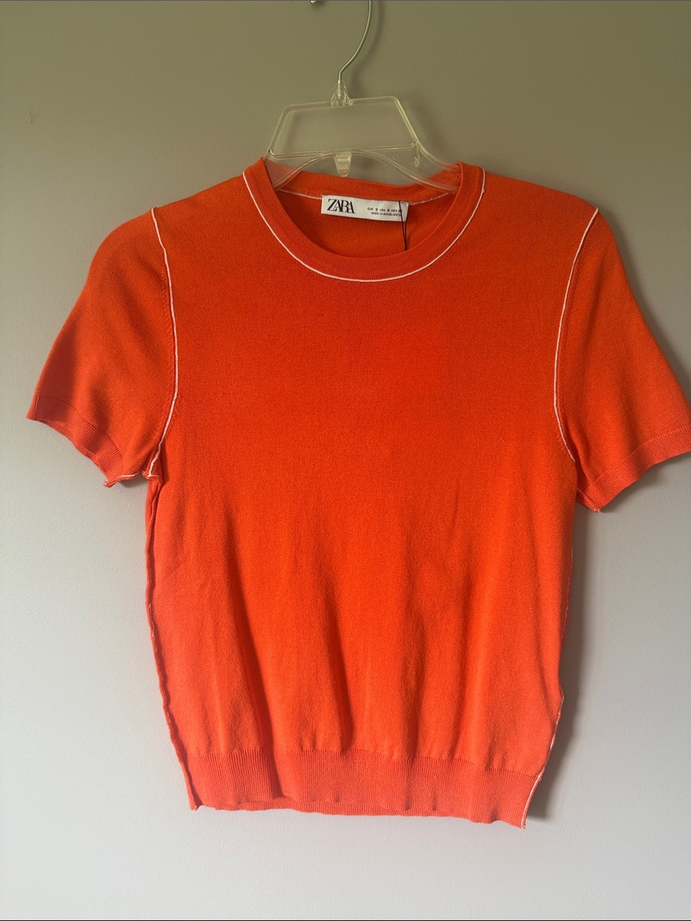 Zara Orange Short Sleeve Knit Tee